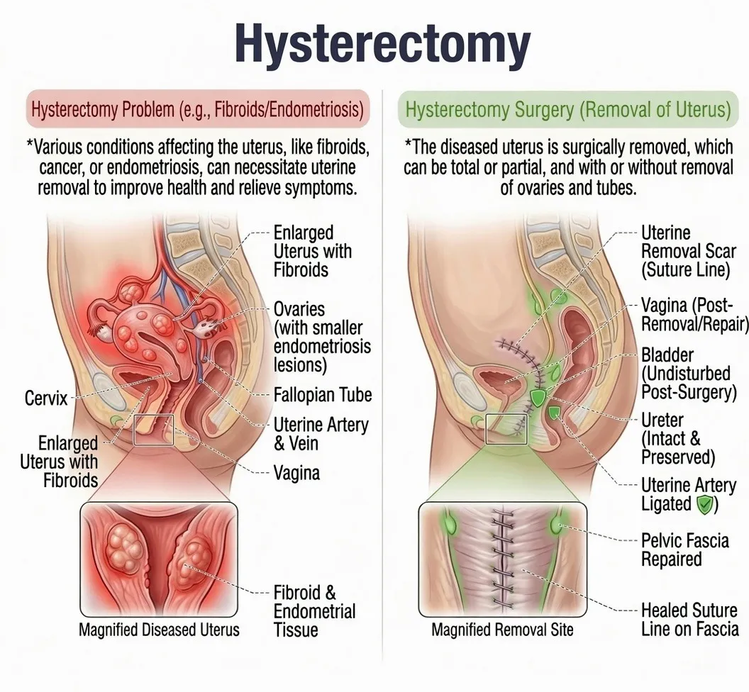 Hysterectomy — anatomy diagram